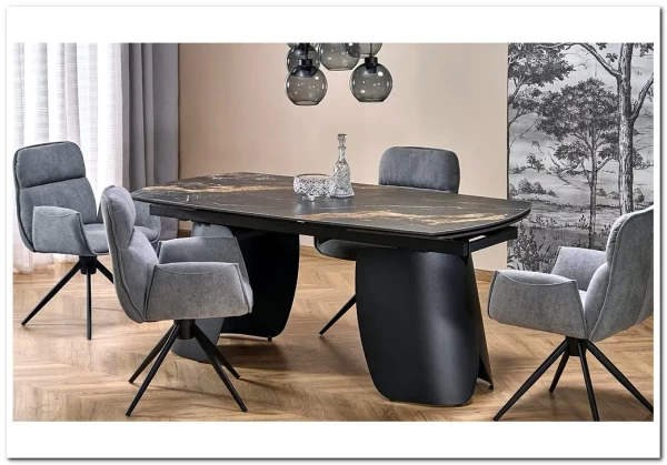 Стол обеденный Halmar FORUM 180 (черный мрамор/черный) заказать по цене 131 179 руб. в Нижнем Новгороде