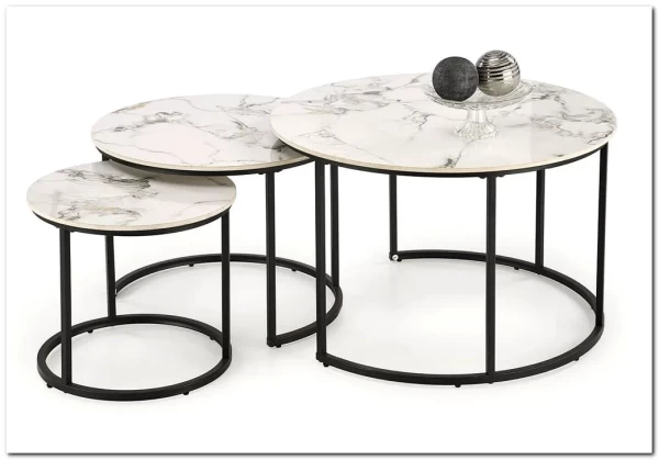 Комплект Halmar GILDA, 3 стола журнальных (белый мрамор/черный) заказать по цене 20 798 руб. в Нижнем Новгороде Комплект Halmar GILDA, 3 стола журнальных (белый мрамор/черный) заказать по цене 20 798 руб. в Нижнем Новгороде