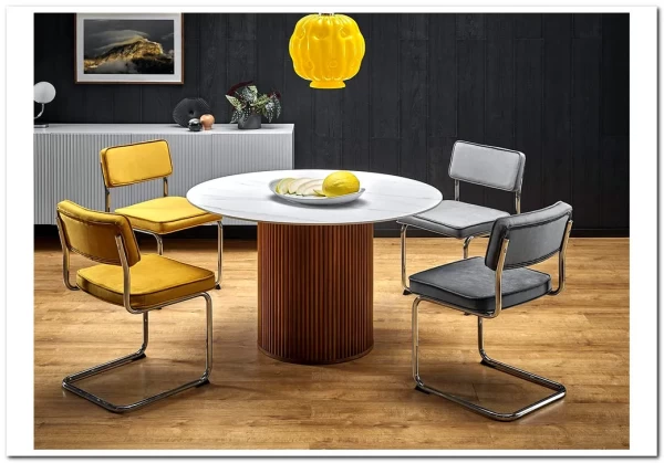 Стол обеденный Halmar BRUNO (белый мрамор/ореховый) заказать по цене 71 718 руб. в Нижнем Новгороде Стол обеденный Halmar BRUNO (белый мрамор/ореховый) заказать по цене 71 718 руб. в Нижнем Новгороде