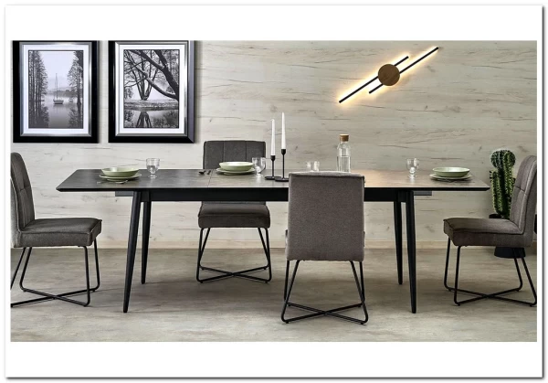 Стол обеденный Halmar CHARLES 180 раскладной (серый мрамор/черный) заказать по цене 74 489 руб. в Нижнем Новгороде