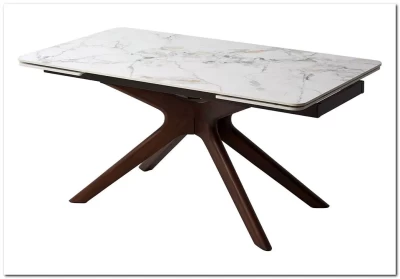 Стол EDER 160 GLOSS COLD JADE SOLID CERAMIC / Орех, ®DISAUR