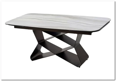 Стол ABSALON 180 ICE AGATE, керамика, стекло / Шоколадное золото каркас, ®DISAUR