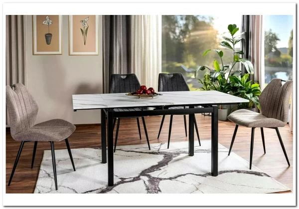 Стол обеденный Signal GD017 110 раскладной (белый мрамор/черный мат) заказать по цене 30 122 руб. в Нижнем Новгороде