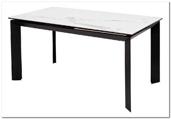 Стол CREMONA 140 HIGH GLOSS STATUARIO Белый мрамор глянцевый керамика/ черный каркас заказать по цене 74 610 руб. в Нижнем Новгороде