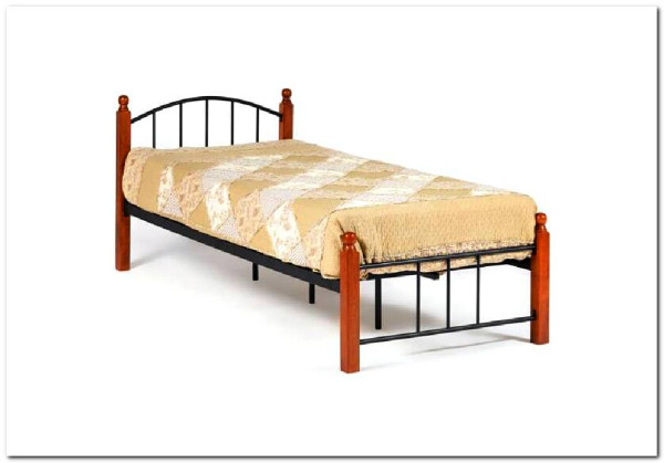 Купить Кровать AT-915 дерево гевея/металл 90*200 (Single bed), красный дуб/черный с доставкой по России по цене производителя можно в магазине Другая Мебель в Нижнем Новгороде