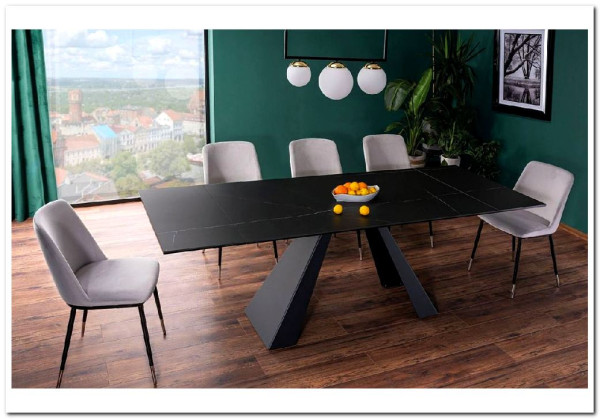 Стол обеденный Signal SALVADORE Ceramic 160 раскладной (черный Sahara Noir/черный мат) заказать по цене 136 583 руб. в Нижнем Новгороде
