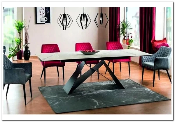 Стол обеденный Signal WESTIN III Ceramic 180 раскладной (белый мрамор/черный мат) заказать по цене 163 538 руб. в Нижнем Новгороде