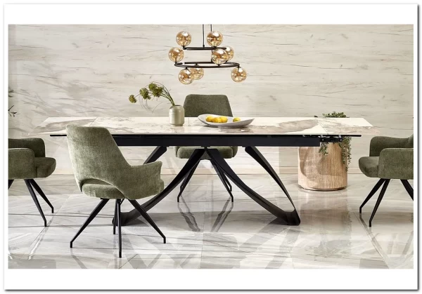 Стол обеденный Halmar HILARIO 180 раскладной (белый мрамор/черный) заказать по цене 122 998 руб. в Нижнем Новгороде Стол обеденный Halmar HILARIO 180 раскладной (белый мрамор/черный) заказать по цене 122 998 руб. в Нижнем Новгороде