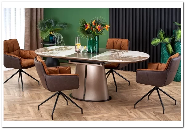 Стол обеденный Halmar ROBINSON (бежевый мрамор/капучино/черный) заказать по цене 114 517 руб. в Нижнем Новгороде Стол обеденный Halmar ROBINSON (бежевый мрамор/капучино/черный) заказать по цене 114 517 руб. в Нижнем Новгороде