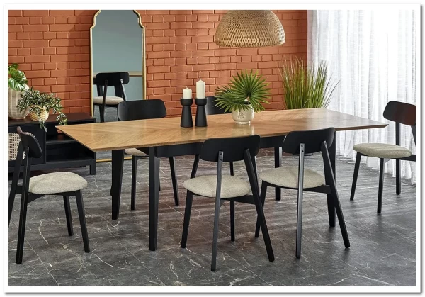 Стол обеденный Halmar EDMONDO 160 раскладной (дуб/черный) заказать по цене 104 586 руб. в Нижнем Новгороде