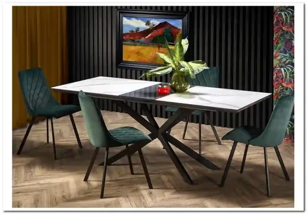 Стол обеденный Halmar DIESEL раскладной (белый мрамор/темно-серый/черный) заказать по цене 73 944 руб. в Нижнем Новгороде Стол обеденный Halmar DIESEL раскладной (белый мрамор/темно-серый/черный) заказать по цене 73 944 руб. в Нижнем Новгороде