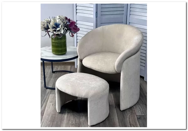 Кресло+оттоманка HUG AT5139-09 Св. бежевый, ткань/каркас металл в обивке AT5139-09 ®DISAUR заказать по цене 25 500 руб. в Нижнем Новгороде Кресло+оттоманка HUG AT5139-09 Св. бежевый, ткань/каркас металл в обивке AT5139-09 ®DISAUR заказать по цене 25 500 руб. в Нижнем Новгороде