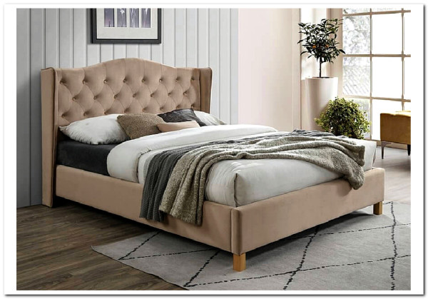 Кровать Signal ASPEN VELVET BLUVEL 28 (бежевый/дуб) 160/200 заказать по цене 62 781 руб. в Нижнем Новгороде