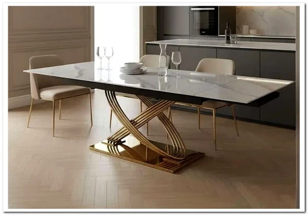 Стол обеденный Signal HERMES II 160 (эффект белого мрамора/золотой) заказать по цене 132 348 руб. в Нижнем Новгороде