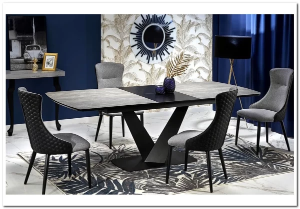 Стол обеденный Halmar VINSTON раскладной темно-серый/черный заказать по цене 108 669 руб. в Нижнем Новгороде