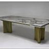 Стол АДАЖИО-2 240 (320) см ARCTIC OCEAN, керамика / Золотой каркас заказать по цене 123 150 руб. в Нижнем Новгороде