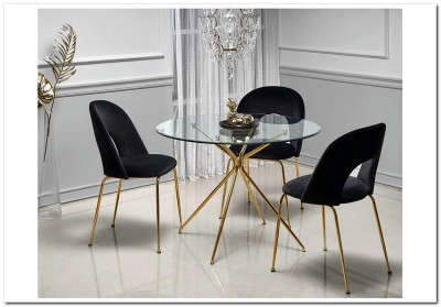 Стол обеденный RONDO Halmar (прозрачный/золотой)