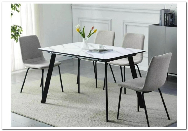 Стол обеденный Signal BARI 120 раскладной (белый мрамор/черный мат) заказать по цене 33 902 руб. в Нижнем Новгороде