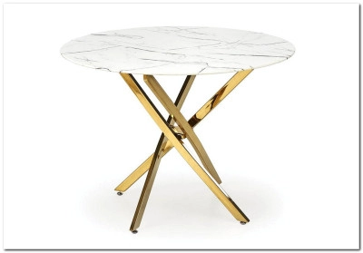 Стол обеденный Halmar RAYMOND 2 (белый мрамор/золотой)